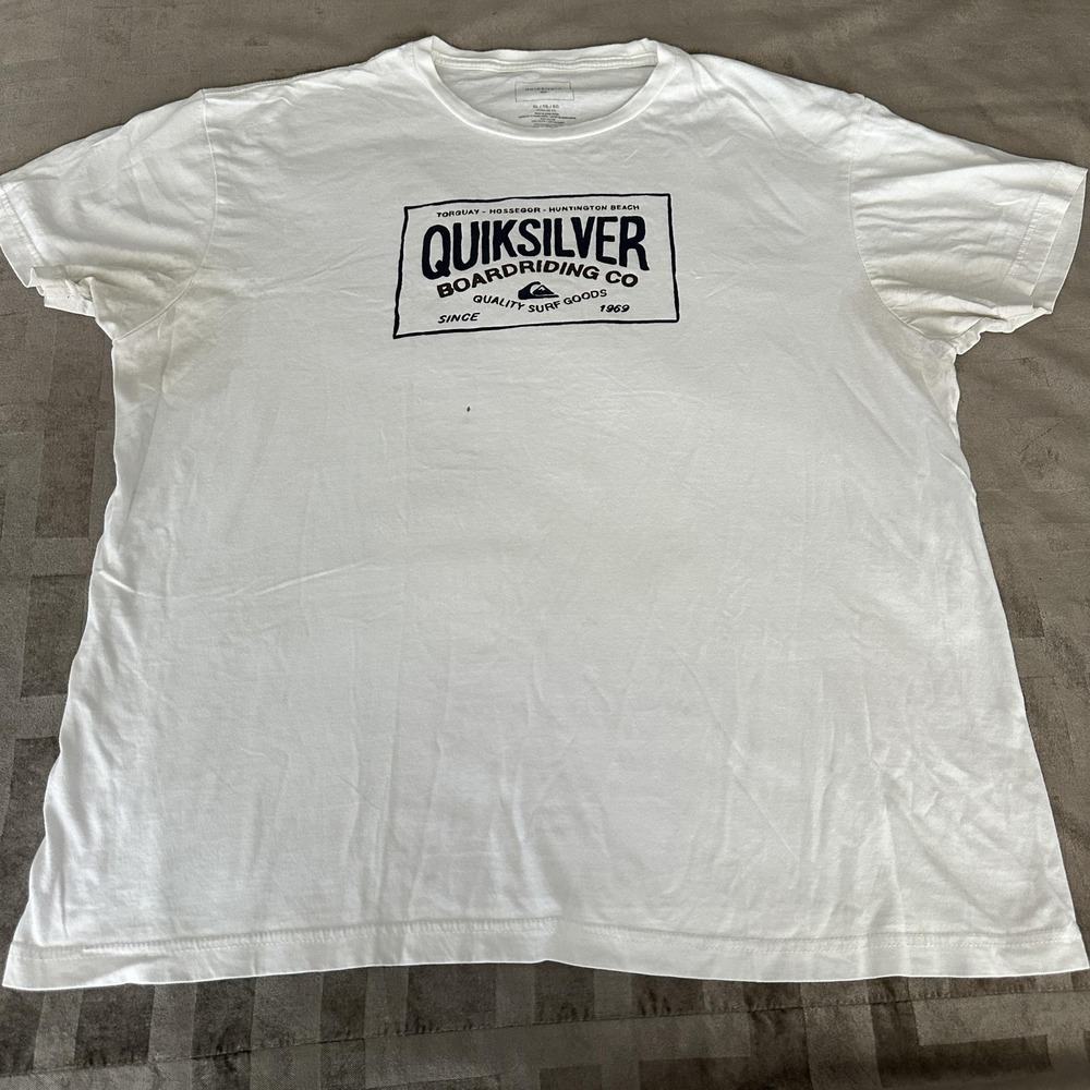 Quiksilver‎ Shirt Mens XL White Boardriding Co Surf Graphic Tee Tagless Cotton